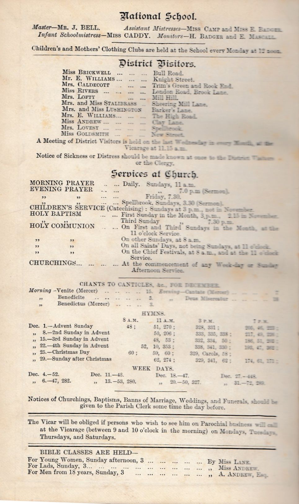 1889 12 BOF school visitors services – Sawbridgeworth Local History Society