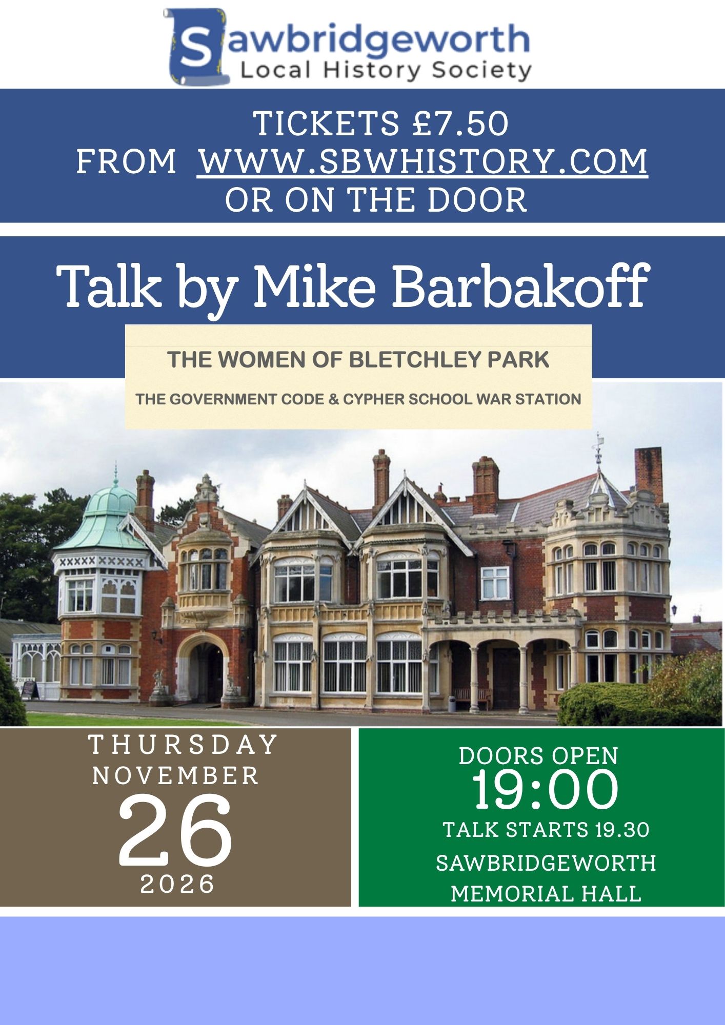 Ticket for Talk on The Women of Bletchley Park by Mike Barbakoff